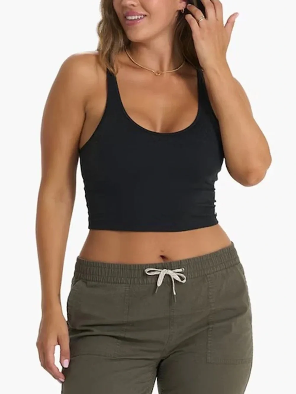 Vuori Halo Essential Cropped Tank Bundle XS Black + Heather Gray - Picture 6 of 7